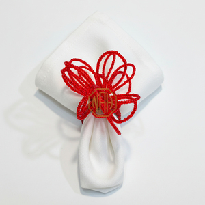 Anneau de serviette en perles rouges, accessoire décoratif pour la table, mariage, fête, banquet, décoration de la maison, vente en gros, fabricant - Product Image 1