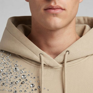 Sweat-shirts tendance avec strass et décorations, tissu confortable, sweat-shirt à capuche basique en coton mélangé pour hommes - Product Image 5
