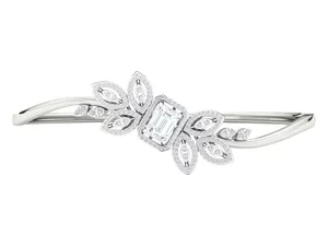 18K Solid Gold <b>Lab</b> Grown Diamond Bracelet 2.5ct Emerald Halo <b>Botanical</b> Leaf Bangle Women Fine Jewelry OEM Direct Factory - Product Image 1