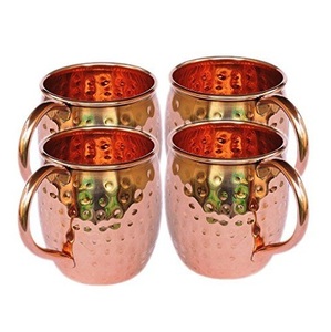 Mug en cuivre de qualité supérieure à parois droites, esthétique martelée unique, pour cocktails - Product Image 1