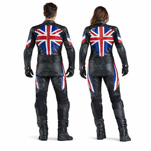 Traje de Motociclismo de Cuero Estilo Americano para Hombre y Mujer, Traje de Motociclista de Una Pieza con Bandera Americana y Protección CE - Product Image 6