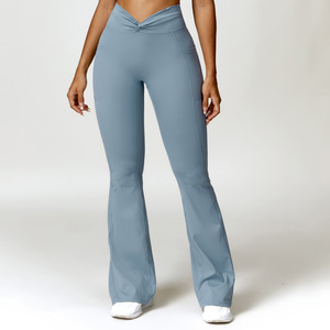 Trendy Women <b>Flared</b> <b>Leggings</b> Crossover High Waist Yoga Pants Multi Color Available Fitness Gym Wear Stretchy Tights New - Product Image 1