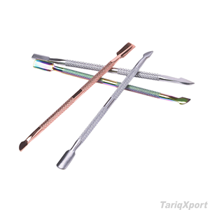 Pousse-cuticules carré double face en acier inoxydable, nettoyeur cuillère réutilisable, instrument de manucure professionnel, boîte personnalisable avec logo - Product Image 2