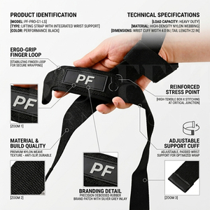 Sangles de musculation personnalisées avec logo imprimé, support de poignet réglable, sangles d'entraînement en nylon pour la musculation et le powerlifting - Product Image 2