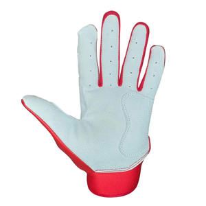 Custom Red <b>White</b> Leather Baseball Batting Gloves Breathable Palm Anti Slip Grip Adjustable Wrist Strap Lightweight Quick-Dry - Product Image 3