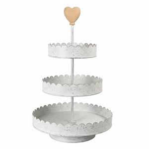 Soporte de exhibición redondo rústico galvanizado de 3 niveles, soporte escalonado para cupcakes con forma de corazón, torre de postres de metal, bandeja de servicio estilo granja vintage - Product Image 1