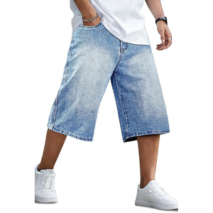 Pantalones Cortos Vaqueros OEM de Mezclilla con Lavado Ácido, Unisex, Estilo Urbano, Casual, de Verano, Tejido, Cintura Media, Ajuste Holgado, Vintage, de Poliéster/Algodón, Venta al por Mayor - Product Image 1