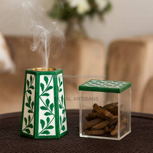 เตาเผาบัคฮูร์ขนาดเล็กทำมือจากเปลือกหอยมุก ROYAL ARTISANS พร้อมปลั๊กปิดกันฝุ่นแบบรักษ์โลก สำหรับใส่ธูปอูดแบบอาหรับ - Product Image 3