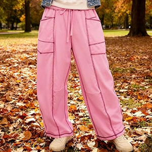 Women Wholesale Cargo Sweatpants Wide Leg Pants High Waist <b>Drawstring</b> Casual Loose Fit Streetwear - Product Image 2