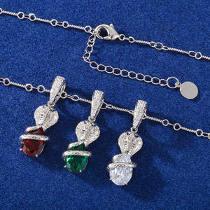 Pendentif Serpent Plaqué Argent avec Cristal Taillé en Poire et Strass Sertis, Breloque Animale Thème, Cadeau Unisexe, Style Classique - Product Image 3