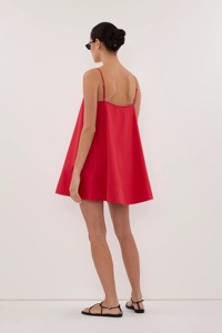 Vestido Mini Rojo para Mujer, Tirantes Finos, Corte en A, Sin Mangas, Holgado, Casual de Verano, para Vacaciones, Venta al Por Mayor - Product Image 2