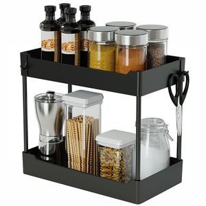 Organizzatore Sottolavello a 2 Livelli, Salvaspazio, con 4 Ganci, Soluzione di Stoccaggio per Bagno e Cucina - Product Image 2