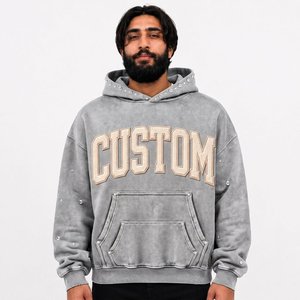 Sweat à capuche d'hiver brodé personnalisé en molleton 100 % coton épais, coupe oversize avec motif graphique pour les acheteurs américains - Product Image 6