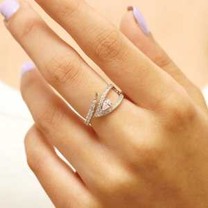 แหวนเปิดวงประดับเพชรทรงใบไม้มอยส์ซาไนต์ ดีไซน์เก๋สำหรับผู้หญิง เงินแท้ 925 เครื่องประดับสุดพิเศษสำหรับเจ้าสาว ของขวัญงานแต่งงาน - Product Image 3