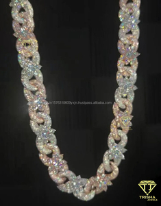 Cadena de Eslabones Infinitos de Dos Tonos con Diamante Moissanita en Plata de Ley 925, Oro Rosa, Plata, 18 mm, Collar Hip Hop para Hombre - Product Image 4