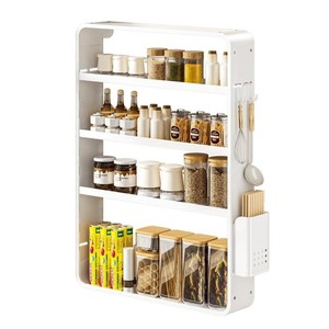 ชั้นวางเครื่องเทศติดผนัง MDF สีขาว สำหรับจัดเก็บในครัว ขายส่ง - Product Image 6