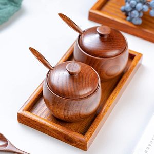 2 Pcs Acacia Wood Eco-Friendly Machine Crafted Stackable Moisture-Proof <b>Spice</b> <b>Jars</b> & Sugar Bowl Flip Top Lids for Pantry Storage - Product Image 6