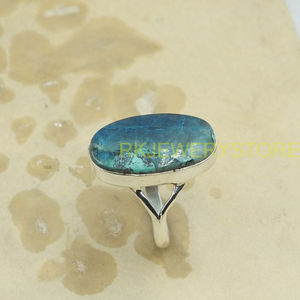 Natural Blue Apatite Gemstone <b>Ring</b> 925 Sterling Silver Handmade Oval Cabochon <b>Statement</b> <b>Ring</b> Boho Vintage Jewelry Gift for women - Product Image 6