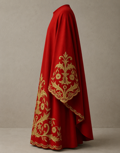 Casulla Bordada Católica, Casulla Bordada Personalizada para Iglesia, Casulla Tradicional Católica Roja - Product Image 5