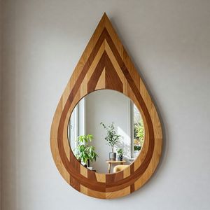Natural Wooden Frame Wall Mirror Farmhouse Style Decorative Mirror for Living Room Bedroom Entryway Home Decoration <b>Wood</b> Frames - Product Image 3