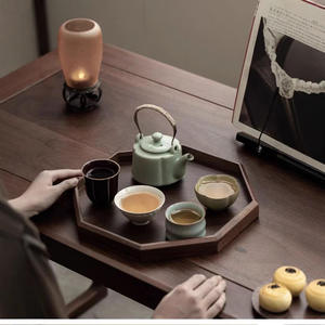 Bandeja de Servir de Madera Geométrica Moderna, Bandeja Decorativa Octogonal para Mesa de Centro, Decoración del Hogar y Hostelería - Product Image 5