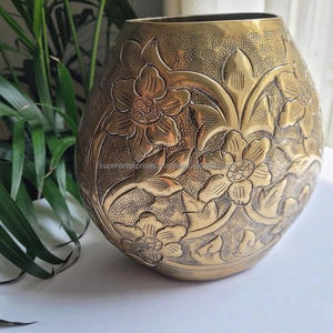 Desktop Decor Gold Metal Brass Flower Vases and Flower <b>Pots</b> for Tabletop Decor Elegant Floral Decorative Flower Vase and <b>Pots</b> - Product Image 6