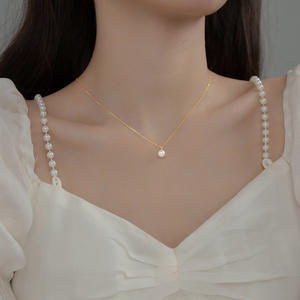 สร้อยคอเงินแท้ S925 ประดับเพชรทรงสี่กรงเล็บ ฝังมุกสังเคราะห์ สไตล์เกาหลี ดีไซน์อเนกประสงค์ รุ่นใหม่ D8836 - Product Image 3