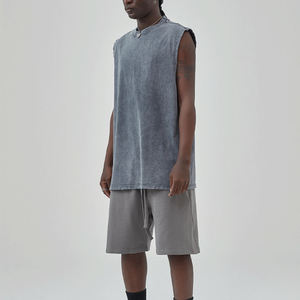 OEM 2026 Vintage Men's <b>Oversized</b> 100% Cotton Solid Heavyweight Tank <b>Top</b> <b>Vest</b> Regular Sleeve Breathable Blank Print Streetwear - Product Image 2