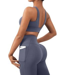 Ensemble de fitness pour femme à une bretelle, comprenant un legging de yoga à compression effet ventre plat et un soutien-gorge de sport - Product Image 2