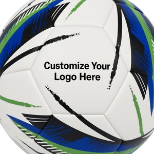 Ballon de football personnalisable, motif blanc bleu vert, ballon d'entraînement durable, 0,4-0,45 kg, emballage en boîte cartonnée - Product Image 4