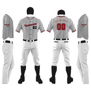 Ensemble de maillots de baseball personnalisés pour hommes, blanc, bordeaux, noir, polyester sublimé, évacuation de l'humidité, toutes saisons, taille adulte - Product Image 1