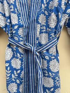 Bata de Kimono con Estampado Digital de Dibujos Animados para Mujer, 100% Algodón Tejido, Suave y Transpirable, Camisón de Verano Hecho a Mano, Cuello en V, Cintura Elástica, ODM - Product Image 3