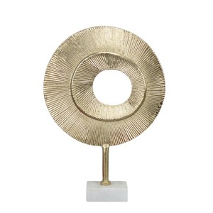 Escultura Redonda de Metal con Acabado Negro de Gran Calidad, Decoración Artesanal para Mesa con Base de Mármol Blanco para Decoración del Hogar u Oficina - Product Image 2