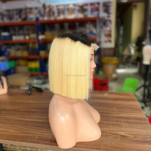 Perruques en cheveux naturels vietnamiens bruts sans colle, perruques frontales en dentelle pour femmes noires, vente en gros - Product Image 1