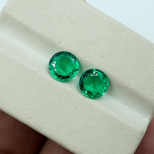 Colombian Natural Emerald Green Gemstone Pair Round Cut (7x7MM) (2 Pcs) 2 Carat HAYAAT <b>GEMS</b> for Jewelry Making - Product Image 1