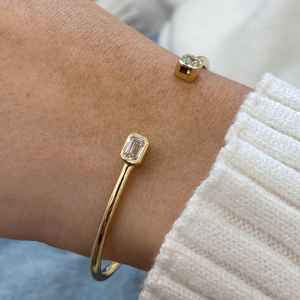 Elegante Brazalete de Oro Amarillo de 14K con Diamante Corte Esmeralda de 1.00CT Cultivado en Laboratorio E VVS2, Joyería Fina Minimalista para Novia, Regalo de Aniversario - Product Image 3