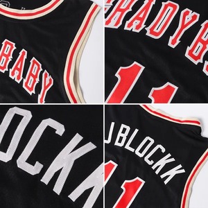 Camiseta de Baloncesto Personalizada Negra y Roja, Uniforme de Entrenamiento Transpirable de Malla Auténtica, Ropa Deportiva Personalizada - Product Image 6