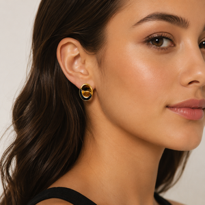 18K Yellow Gold Oval Loop <b>Stud</b> <b>Earrings</b> for Women High Polish Minimalist Daily Wear Party Wedding Jewelry Gift - Product Image 1