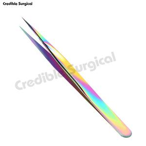 Pinzas profesionales de pestañas de acero inoxidable de alta calidad, embalaje personalizado, revestimiento multicolor, herramienta de belleza de fibra puntiaguda - Product Image 2