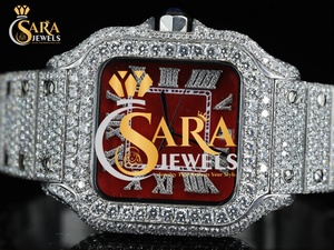 Reloj de Diseño con Esfera Cuadrada y Diamantes, Brazalete de Acero con Moissanita VVS, Números Romanos, Joyería de Lujo de la India - Product Image 3