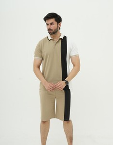 Summer Solid Formal Breathable 100% Cotton <b>Knitted</b> Polo Short <b>Set</b> - Product Image 1