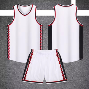 Camiseta de baloncesto unisex azul sin mangas con tela de malla que absorbe la humedad, cintura elástica, uniforme deportivo de entrenamiento al por mayor - Product Image 2