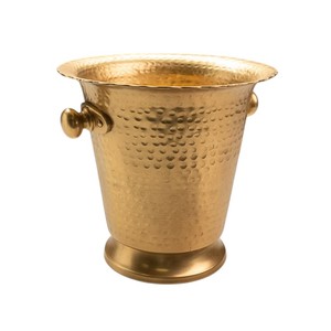 Seau à glace martelé doré pour vin et champagne avec poignées à bouton pour bar, restaurant, mariage, fête, table, club - Product Image 1