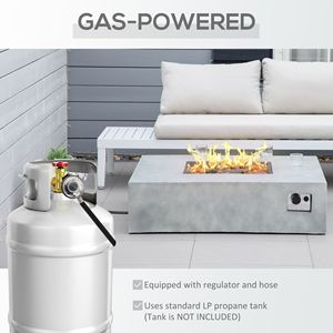 Tavolo con Braciere a Gas Propano da Esterno Quadrato da 42 Pollici, Effetto Pietra Grigia, 50.000 BTU, Accensione Automatica, Piano in Vimini - Product Image 6