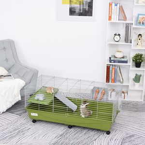 Jaula para Animales Pequeños de 47 Pulgadas para Chinchillas y Cobayas, Casa para Mascotas con Plataforma, Rampa, Plato para Comida, Ruedas y Botella de Agua - Product Image 1