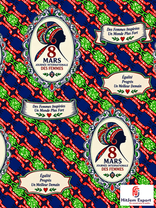 Tela africana personalizada con estampado de cera, Día Internacional de la Mujer 8 de Marzo, fabricante OEM de textiles, proveedor mayorista de telas personalizadas - Product Image 4
