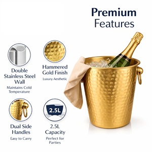 Cubo para Vino de Acero Inoxidable |   Cubo de Hielo para Vino y Cerveza |   Enfriador de Bebidas de Doble Asa Estilo Americano para Fiestas y Bares - Product Image 4