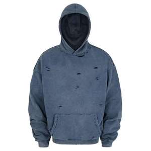Sweat à capuche épais unisexe pour homme avec logo Distress Patch et effet délavé à l'acide - Product Image 1