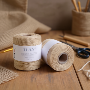 Cuerda de Algodón Ilan en Rollo de 3 mm, Color Café Claro, Hilo para Manualidades - Product Image 2