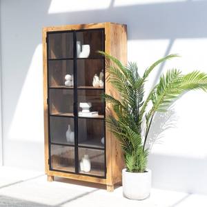 Vitrine industrielle en bois Vandana Merino Grand avec portes en métal noir, design de rangement moderne - Product Image 3